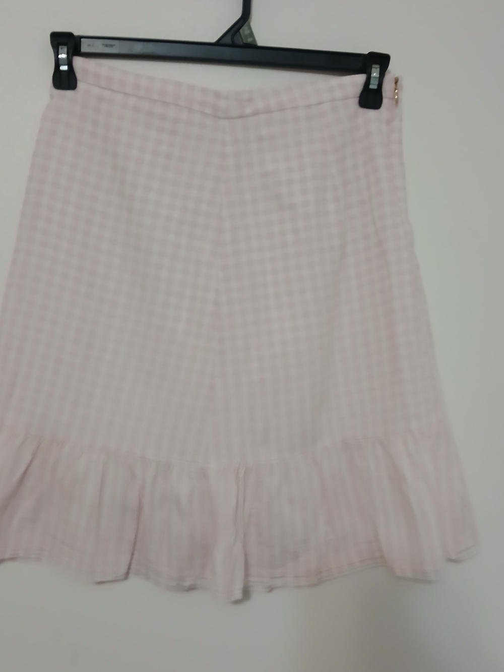 Draper James Pale Pink Gingham Ruffle-Hem A-Line Skirt